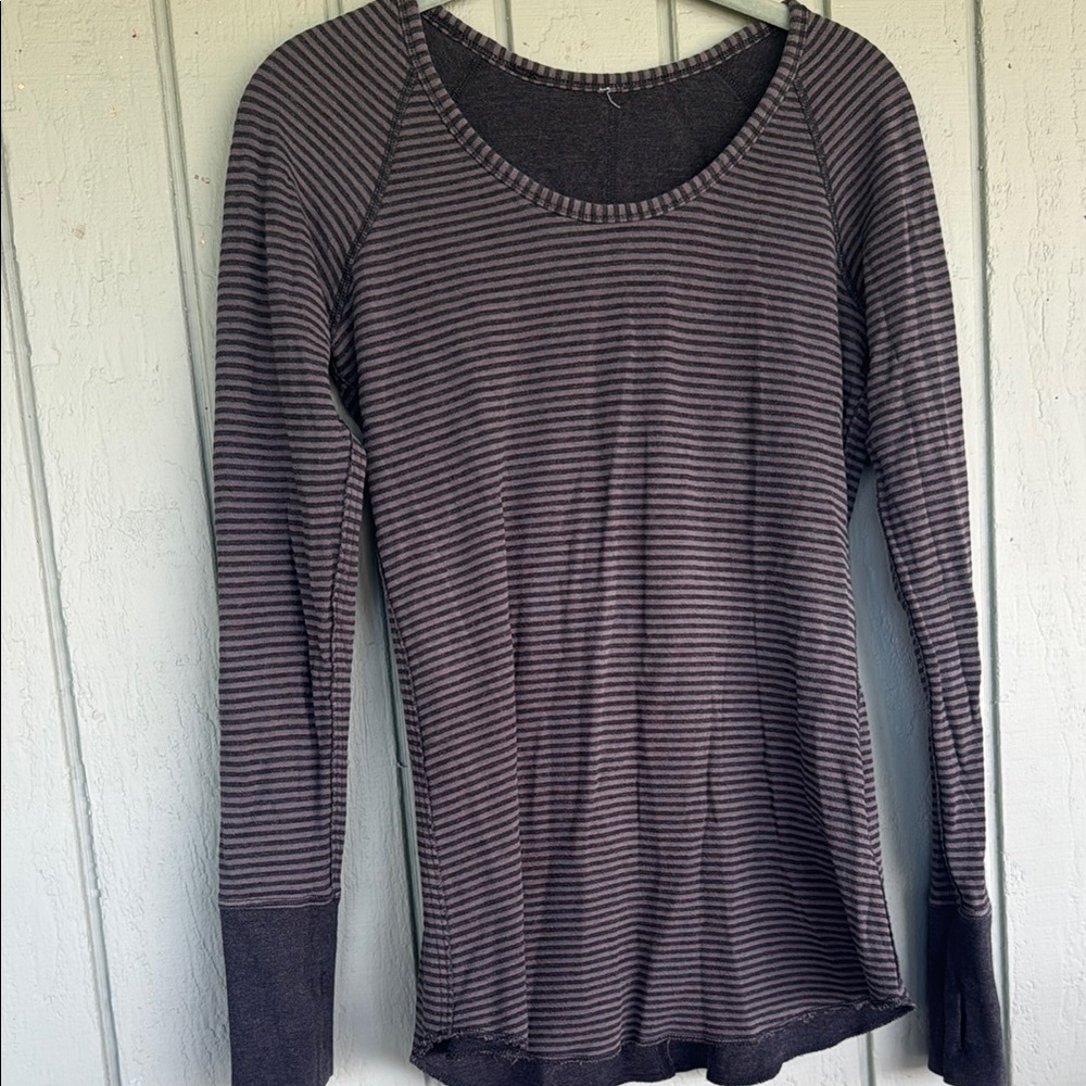 Lululemon Vintage Striped Long Sleeve Top - Black and Gray